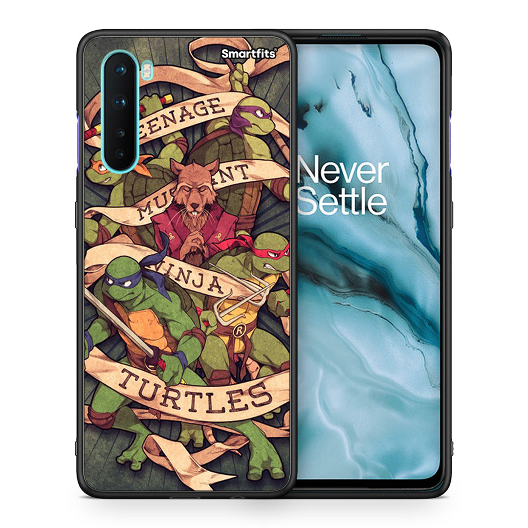 Θήκη OnePlus Nord 5G Ninja Turtles από τη Smartfits με σχέδιο στο πίσω μέρος και μαύρο περίβλημα | OnePlus Nord 5G Ninja Turtles case with colorful back and black bezels