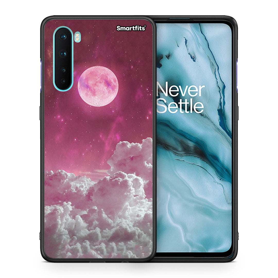 Θήκη OnePlus Nord 5G Pink Moon από τη Smartfits με σχέδιο στο πίσω μέρος και μαύρο περίβλημα | OnePlus Nord 5G Pink Moon case with colorful back and black bezels