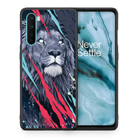 Thumbnail for Θήκη OnePlus Nord 5G Lion Designer PopArt από τη Smartfits με σχέδιο στο πίσω μέρος και μαύρο περίβλημα | OnePlus Nord 5G Lion Designer PopArt case with colorful back and black bezels
