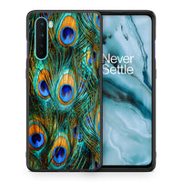 Thumbnail for Θήκη OnePlus Nord 5G Real Peacock Feathers από τη Smartfits με σχέδιο στο πίσω μέρος και μαύρο περίβλημα | OnePlus Nord 5G Real Peacock Feathers case with colorful back and black bezels