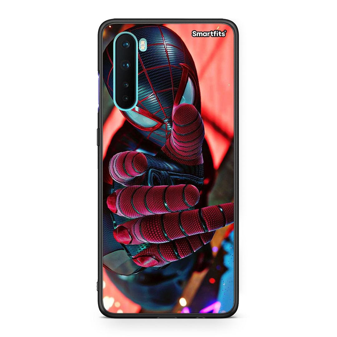 OnePlus Nord 5G Spider Hand Θήκη από τη Smartfits με σχέδιο στο πίσω μέρος και μαύρο περίβλημα | Smartphone case with colorful back and black bezels by Smartfits