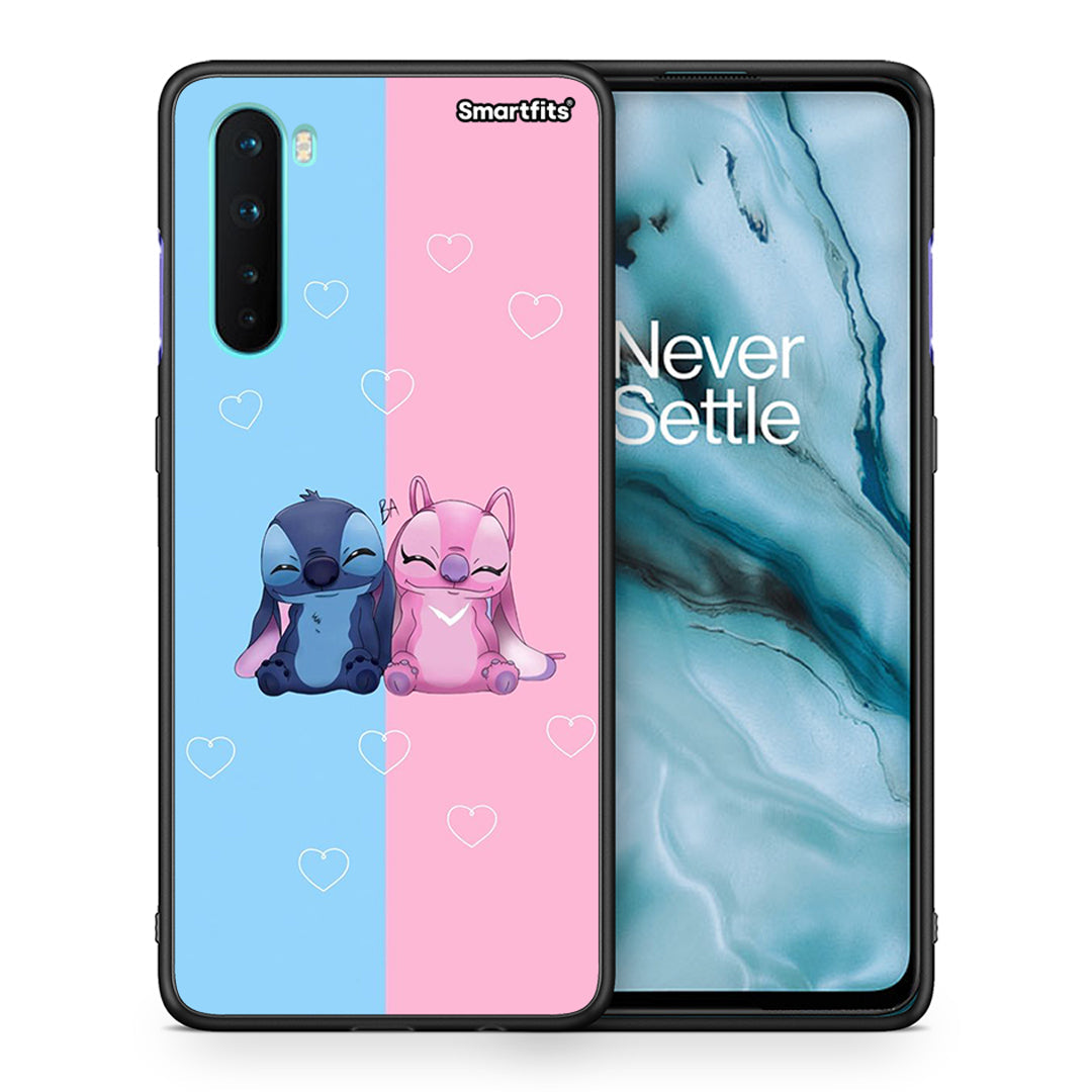 Θήκη OnePlus Nord 5G Stitch And Angel από τη Smartfits με σχέδιο στο πίσω μέρος και μαύρο περίβλημα | OnePlus Nord 5G Stitch And Angel case with colorful back and black bezels