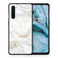 Thumbnail for Θήκη OnePlus Nord 5G White Gold Marble από τη Smartfits με σχέδιο στο πίσω μέρος και μαύρο περίβλημα | OnePlus Nord 5G White Gold Marble case with colorful back and black bezels