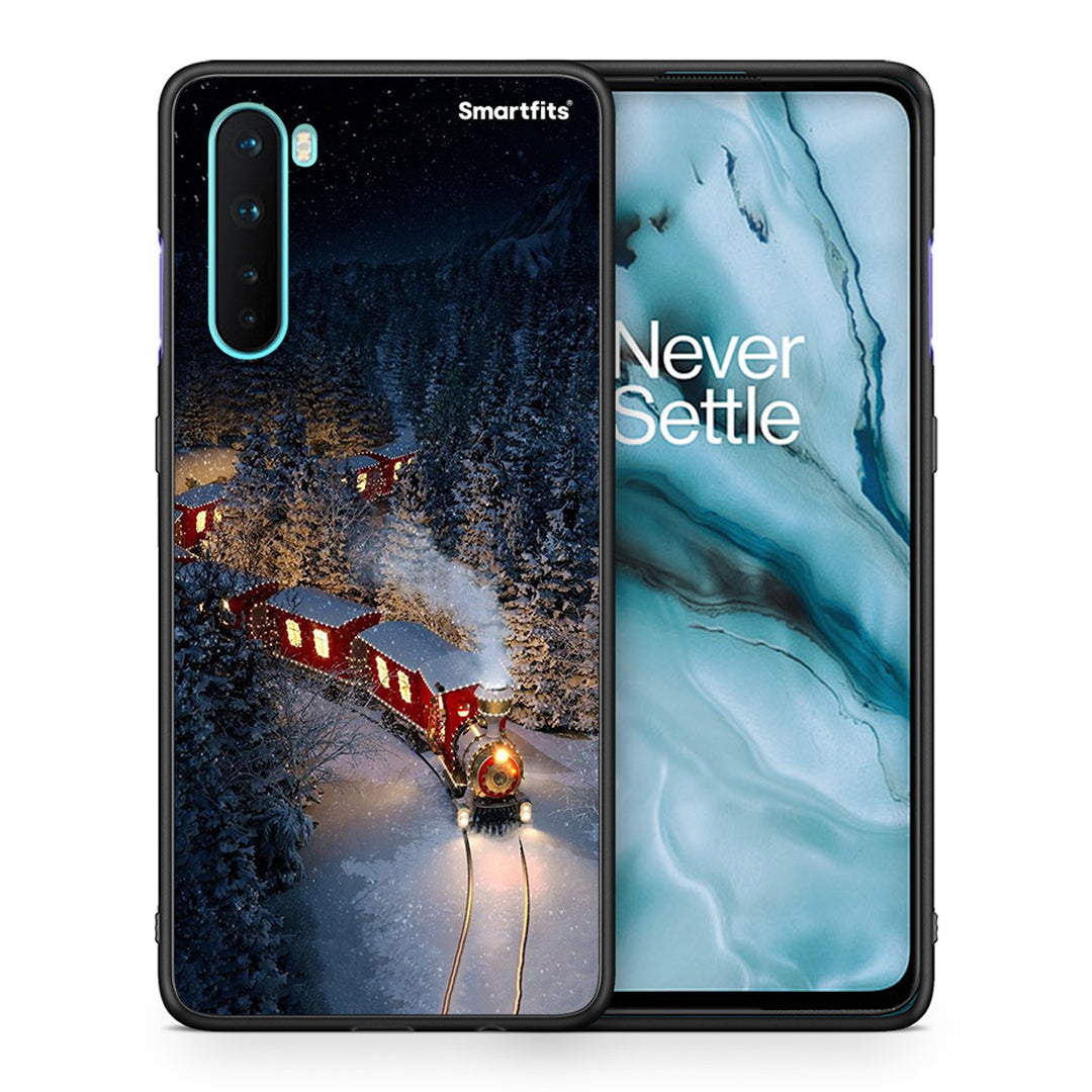 Θήκη OnePlus Nord 5G Xmas Train από τη Smartfits με σχέδιο στο πίσω μέρος και μαύρο περίβλημα | OnePlus Nord 5G Xmas Train case with colorful back and black bezels