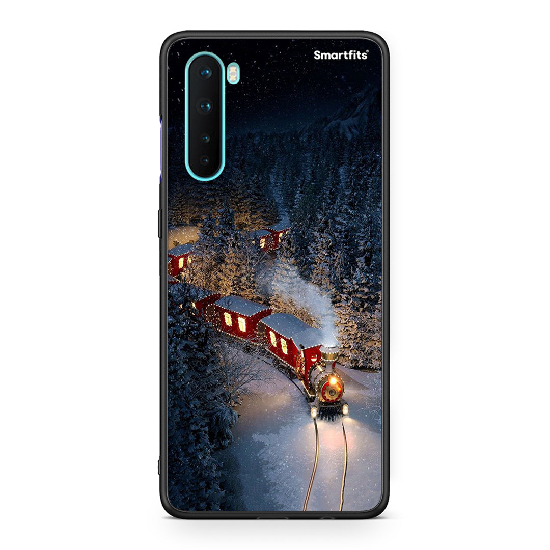 OnePlus Nord 5G Xmas Train θήκη από τη Smartfits με σχέδιο στο πίσω μέρος και μαύρο περίβλημα | Smartphone case with colorful back and black bezels by Smartfits