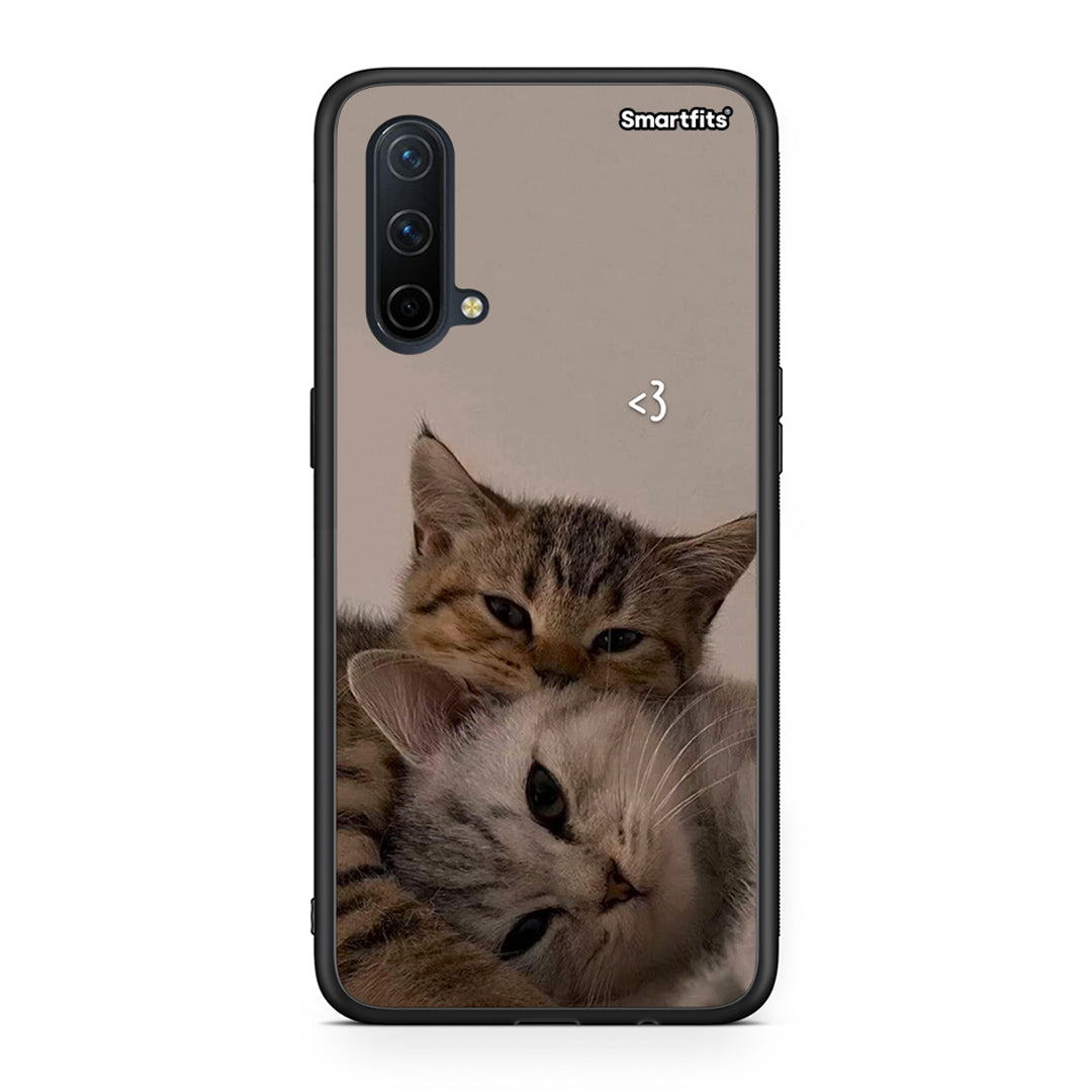 OnePlus Nord CE 5G Cats In Love Θήκη από τη Smartfits με σχέδιο στο πίσω μέρος και μαύρο περίβλημα | Smartphone case with colorful back and black bezels by Smartfits