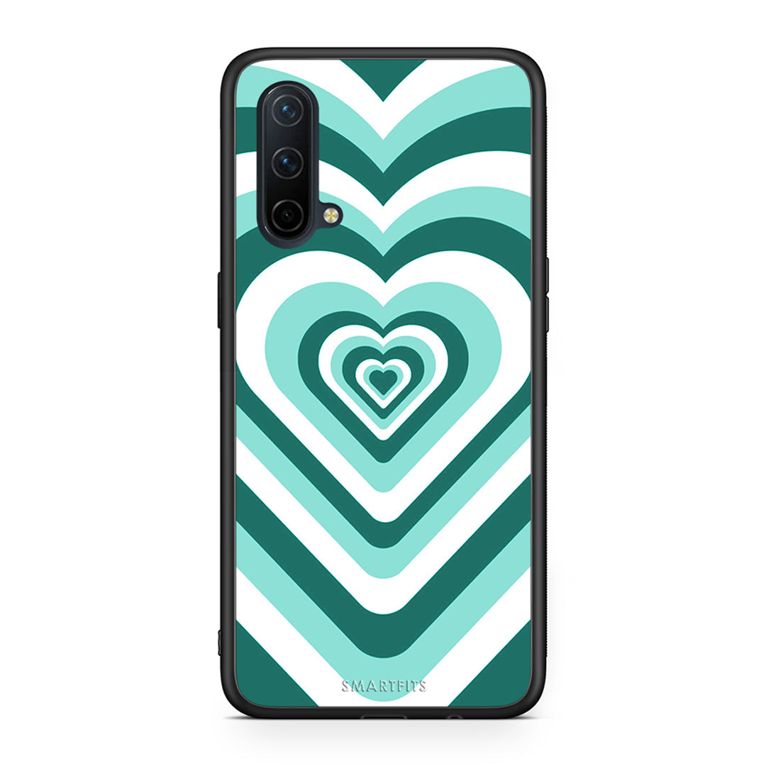 OnePlus Nord CE 5G Green Hearts θήκη από τη Smartfits με σχέδιο στο πίσω μέρος και μαύρο περίβλημα | Smartphone case with colorful back and black bezels by Smartfits