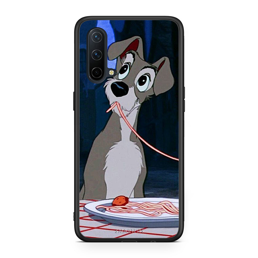 OnePlus Nord CE 5G Lady And Tramp 1 Θήκη Αγίου Βαλεντίνου από τη Smartfits με σχέδιο στο πίσω μέρος και μαύρο περίβλημα | Smartphone case with colorful back and black bezels by Smartfits