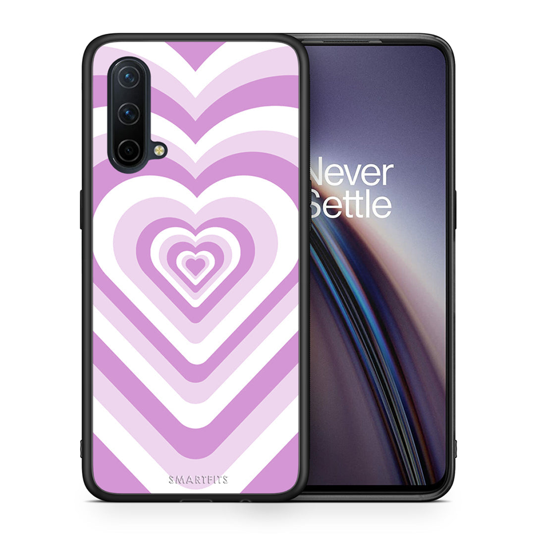 Θήκη OnePlus Nord CE 5G Lilac Hearts από τη Smartfits με σχέδιο στο πίσω μέρος και μαύρο περίβλημα | OnePlus Nord CE 5G Lilac Hearts case with colorful back and black bezels