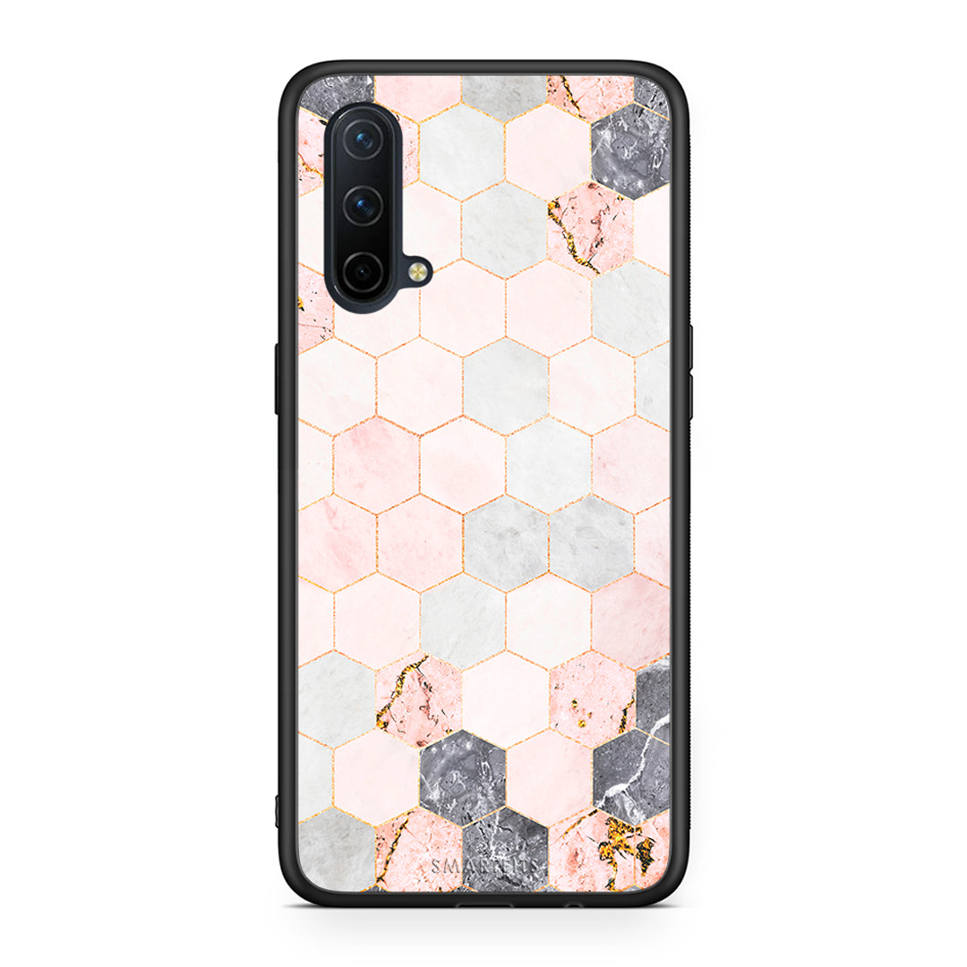 4 - OnePlus Nord CE 5G Hexagon Pink Marble case, cover, bumper