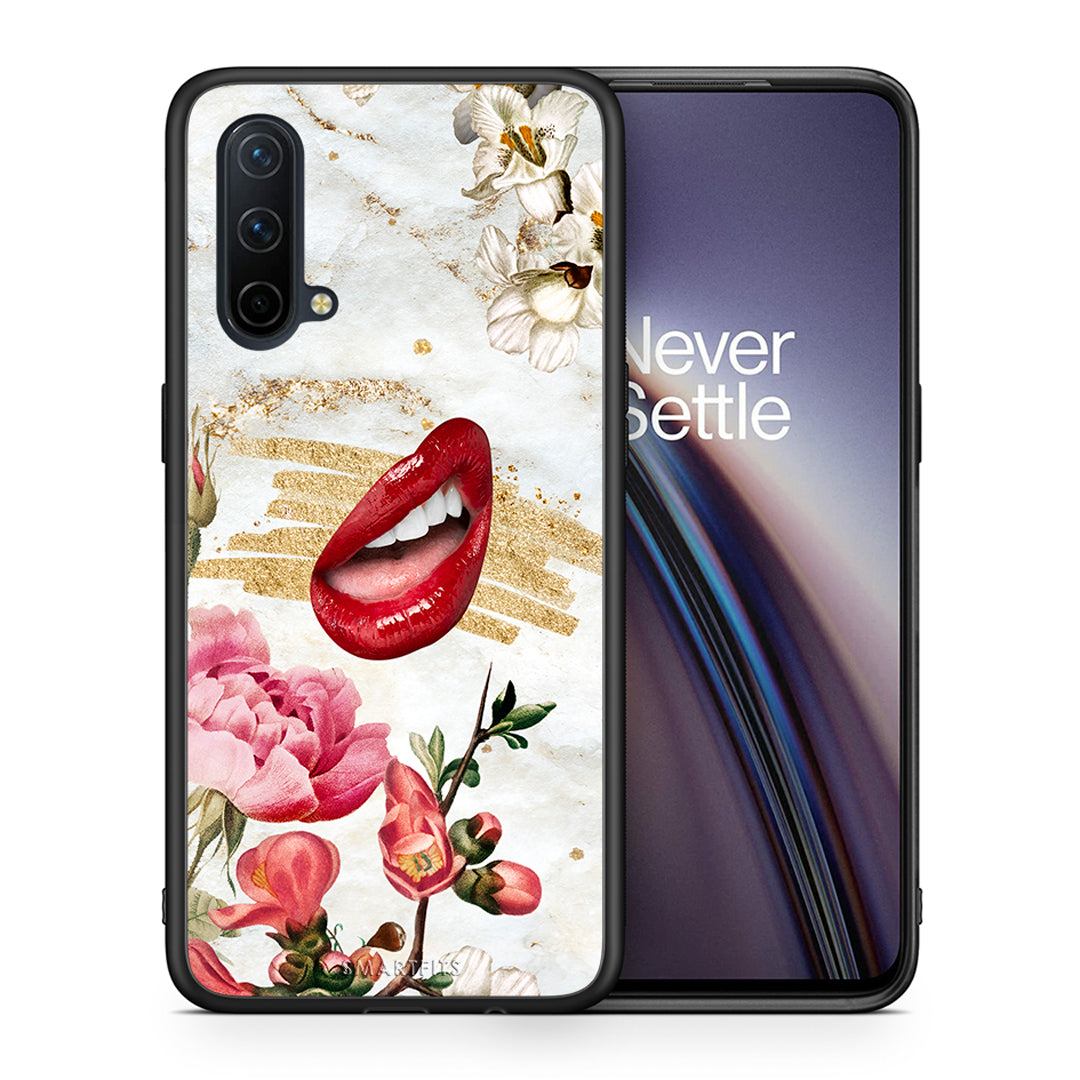 Θήκη OnePlus Nord CE 5G Red Lips από τη Smartfits με σχέδιο στο πίσω μέρος και μαύρο περίβλημα | OnePlus Nord CE 5G Red Lips case with colorful back and black bezels