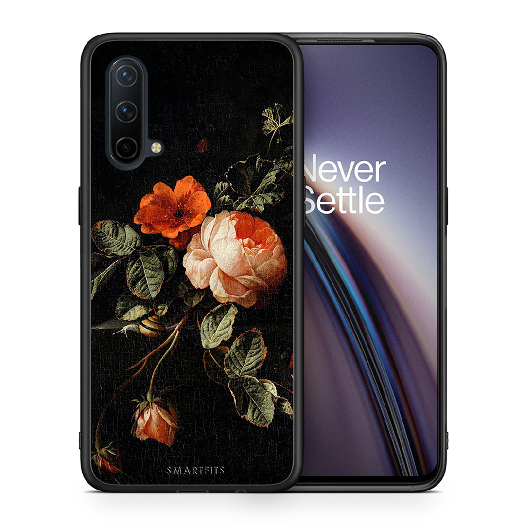 Θήκη OnePlus Nord CE 5G Vintage Roses από τη Smartfits με σχέδιο στο πίσω μέρος και μαύρο περίβλημα | OnePlus Nord CE 5G Vintage Roses case with colorful back and black bezels