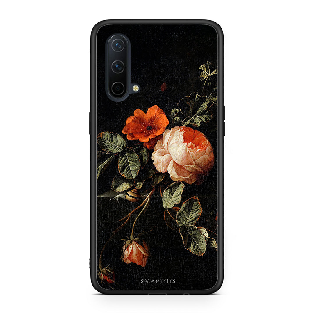 OnePlus Nord CE 5G Vintage Roses θήκη από τη Smartfits με σχέδιο στο πίσω μέρος και μαύρο περίβλημα | Smartphone case with colorful back and black bezels by Smartfits