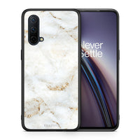 Thumbnail for Θήκη OnePlus Nord CE 5G White Gold Marble από τη Smartfits με σχέδιο στο πίσω μέρος και μαύρο περίβλημα | OnePlus Nord CE 5G White Gold Marble case with colorful back and black bezels