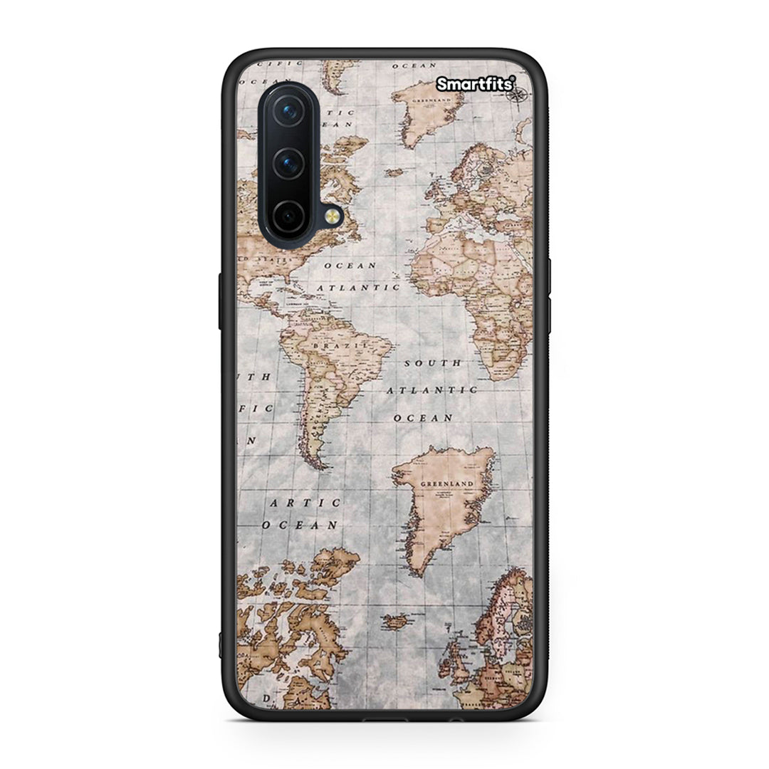 OnePlus Nord CE 5G World Map Θήκη από τη Smartfits με σχέδιο στο πίσω μέρος και μαύρο περίβλημα | Smartphone case with colorful back and black bezels by Smartfits