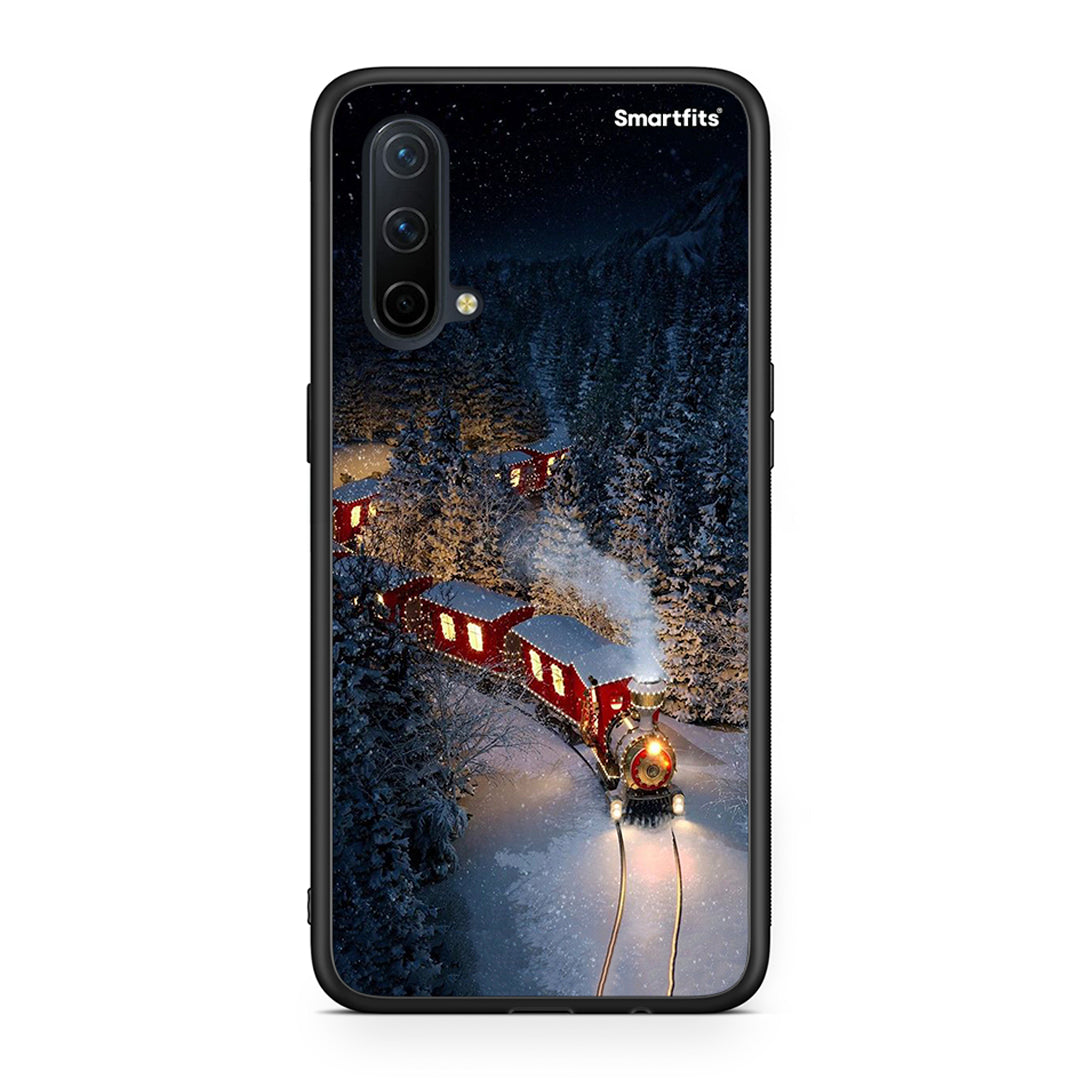 OnePlus Nord CE 5G Xmas Train θήκη από τη Smartfits με σχέδιο στο πίσω μέρος και μαύρο περίβλημα | Smartphone case with colorful back and black bezels by Smartfits