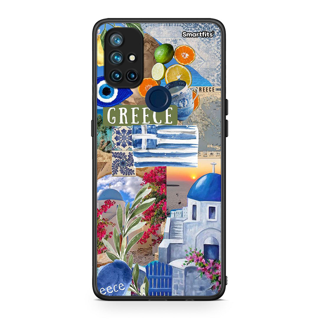 OnePlus Nord N10 5G All Greek Θήκη από τη Smartfits με σχέδιο στο πίσω μέρος και μαύρο περίβλημα | Smartphone case with colorful back and black bezels by Smartfits