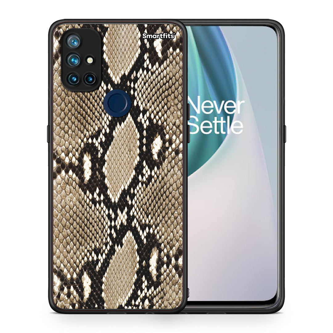 Θήκη OnePlus Nord N10 5G Fashion Snake Animal από τη Smartfits με σχέδιο στο πίσω μέρος και μαύρο περίβλημα | OnePlus Nord N10 5G Fashion Snake Animal case with colorful back and black bezels