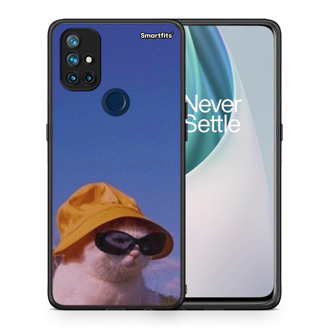 Θήκη OnePlus Nord N10 5G Cat Diva από τη Smartfits με σχέδιο στο πίσω μέρος και μαύρο περίβλημα | OnePlus Nord N10 5G Cat Diva case with colorful back and black bezels