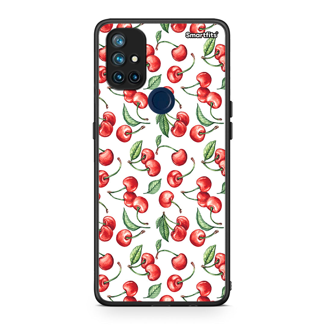 OnePlus Nord N10 5G Cherry Summer θήκη από τη Smartfits με σχέδιο στο πίσω μέρος και μαύρο περίβλημα | Smartphone case with colorful back and black bezels by Smartfits