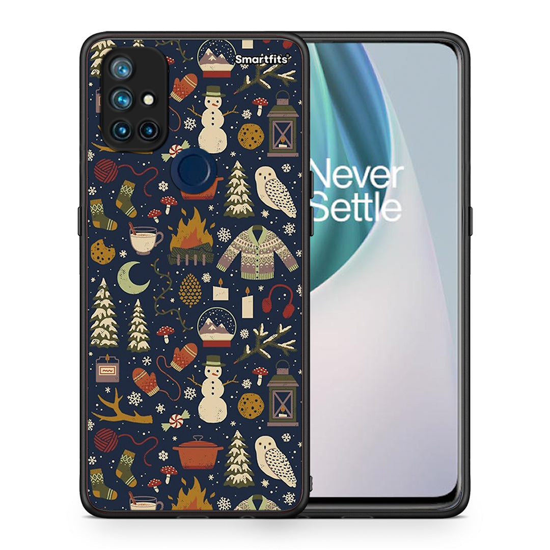 Θήκη OnePlus Nord N10 5G Christmas Elements από τη Smartfits με σχέδιο στο πίσω μέρος και μαύρο περίβλημα | OnePlus Nord N10 5G Christmas Elements case with colorful back and black bezels