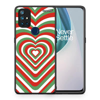 Thumbnail for Θήκη OnePlus Nord N10 5G Christmas Hearts από τη Smartfits με σχέδιο στο πίσω μέρος και μαύρο περίβλημα | OnePlus Nord N10 5G Christmas Hearts case with colorful back and black bezels