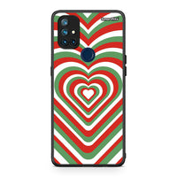 Thumbnail for OnePlus Nord N10 5G Christmas Hearts θήκη από τη Smartfits με σχέδιο στο πίσω μέρος και μαύρο περίβλημα | Smartphone case with colorful back and black bezels by Smartfits