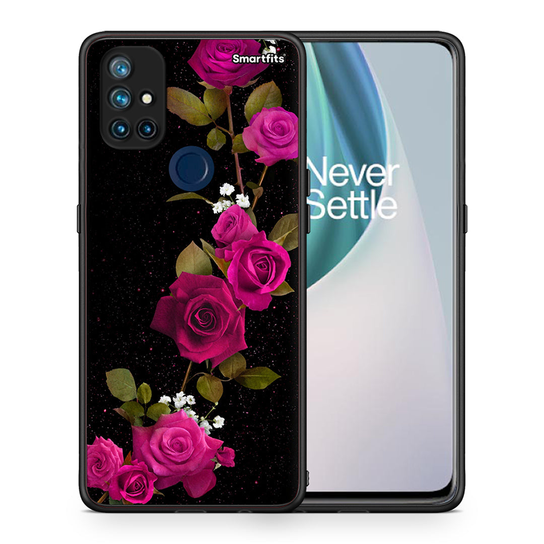 Θήκη OnePlus Nord N10 5G Red Roses Flower από τη Smartfits με σχέδιο στο πίσω μέρος και μαύρο περίβλημα | OnePlus Nord N10 5G Red Roses Flower case with colorful back and black bezels