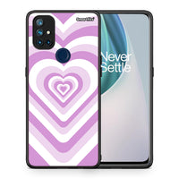 Thumbnail for Θήκη OnePlus Nord N10 5G Lilac Hearts από τη Smartfits με σχέδιο στο πίσω μέρος και μαύρο περίβλημα | OnePlus Nord N10 5G Lilac Hearts case with colorful back and black bezels