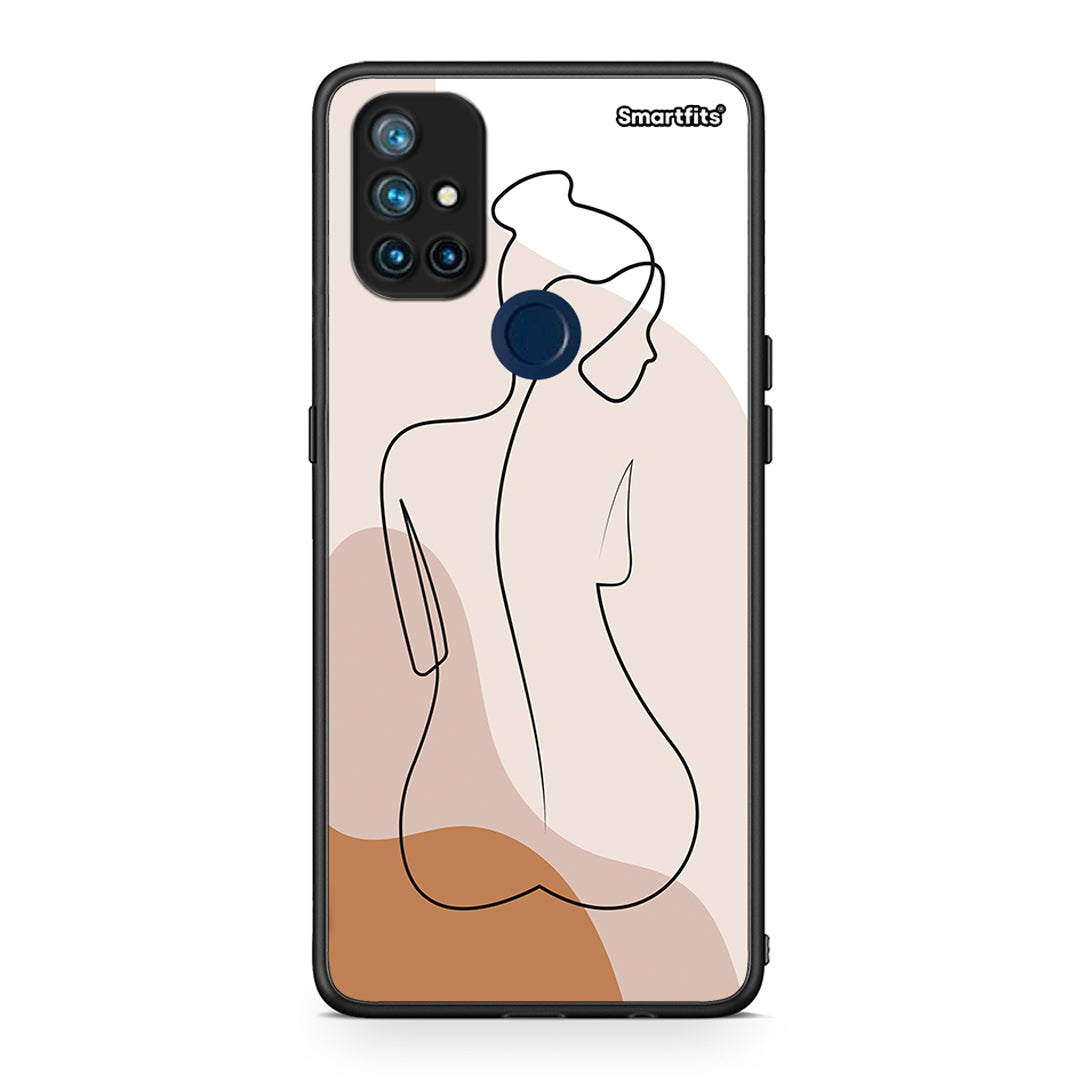 OnePlus Nord N10 5G LineArt Woman θήκη από τη Smartfits με σχέδιο στο πίσω μέρος και μαύρο περίβλημα | Smartphone case with colorful back and black bezels by Smartfits