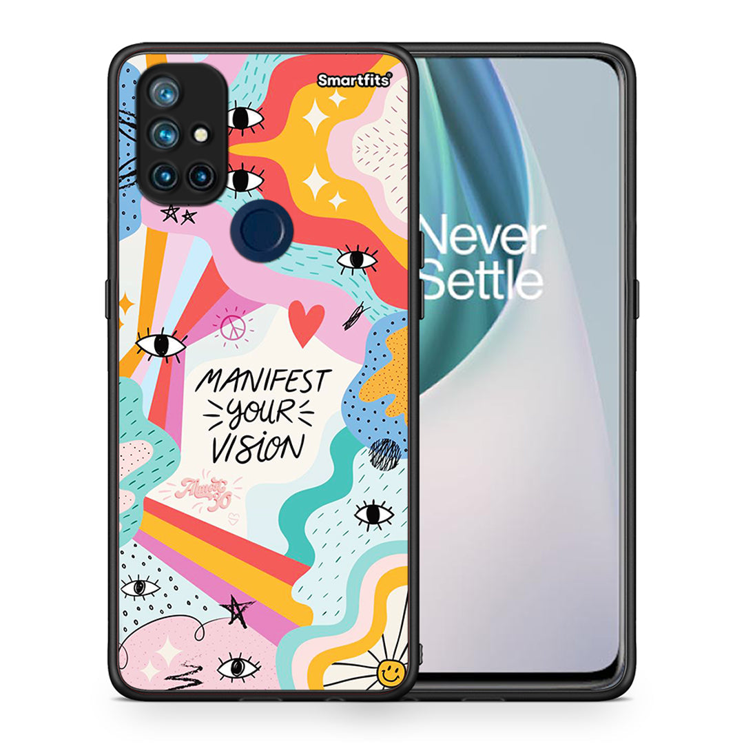 Θήκη OnePlus Nord N10 5G Manifest Your Vision από τη Smartfits με σχέδιο στο πίσω μέρος και μαύρο περίβλημα | OnePlus Nord N10 5G Manifest Your Vision case with colorful back and black bezels