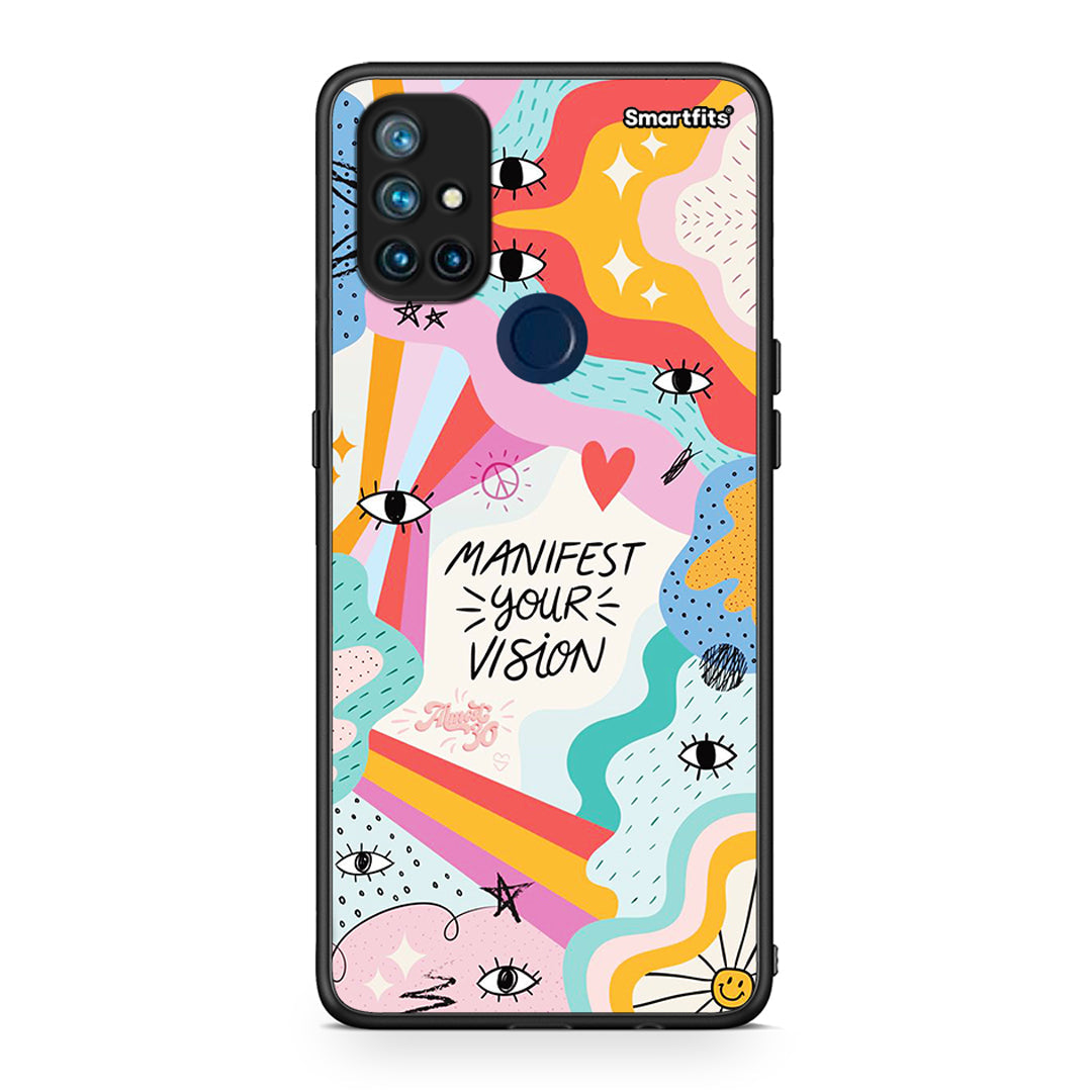 OnePlus Nord N10 5G Manifest Your Vision θήκη από τη Smartfits με σχέδιο στο πίσω μέρος και μαύρο περίβλημα | Smartphone case with colorful back and black bezels by Smartfits