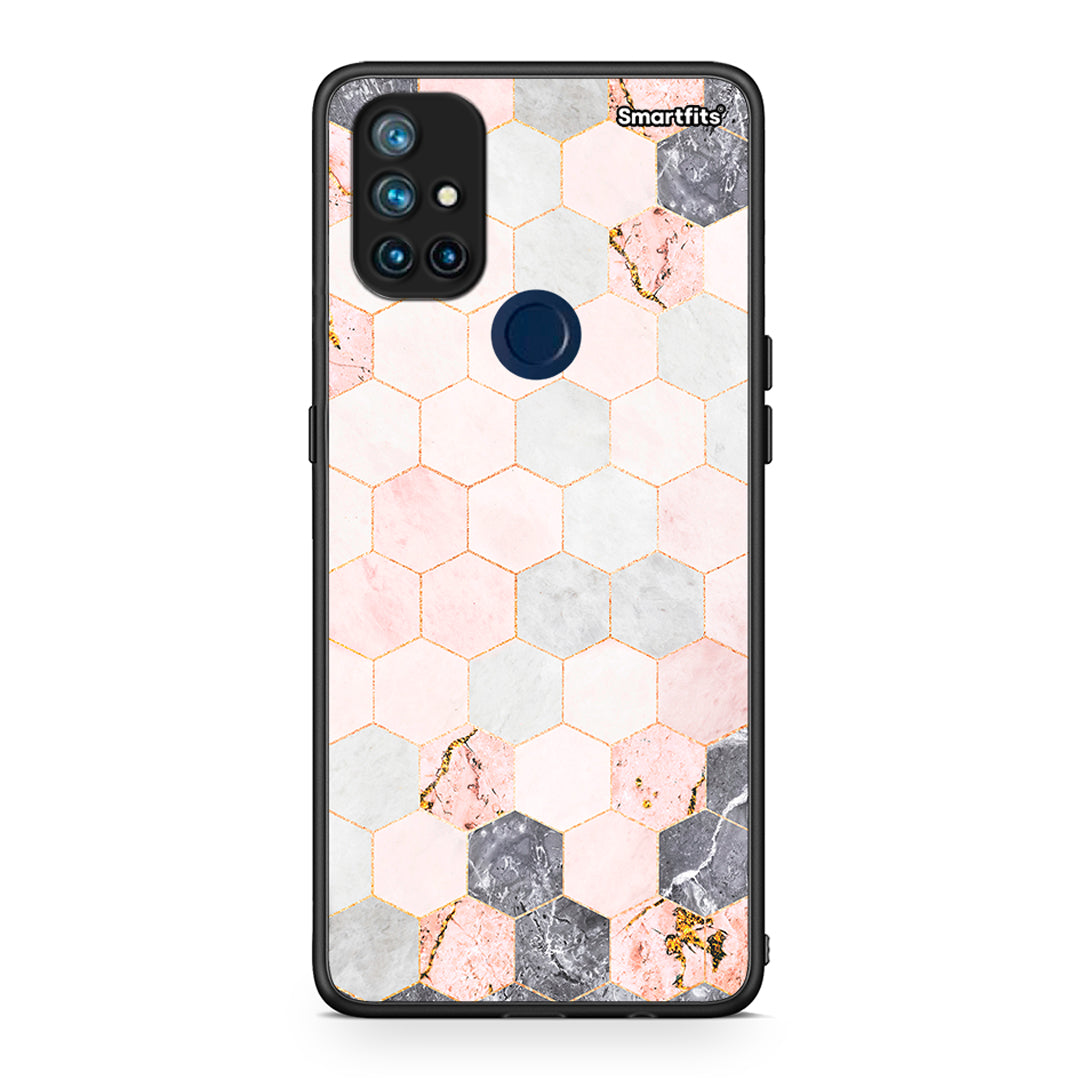 4 - OnePlus Nord N10 5G Hexagon Pink Marble case, cover, bumper