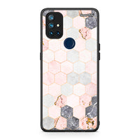 Thumbnail for 4 - OnePlus Nord N10 5G Hexagon Pink Marble case, cover, bumper