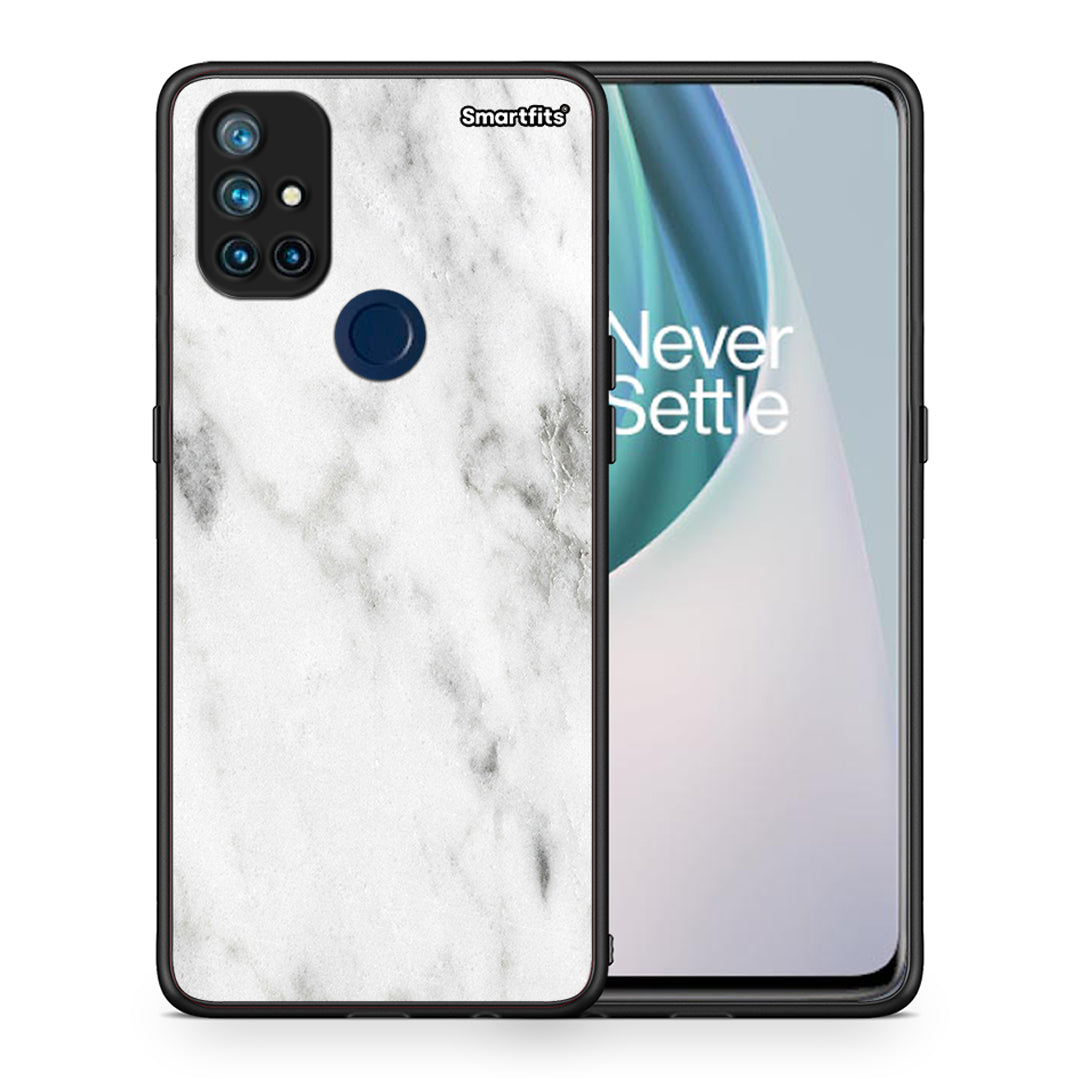 Θήκη OnePlus Nord N10 5G White Marble από τη Smartfits με σχέδιο στο πίσω μέρος και μαύρο περίβλημα | OnePlus Nord N10 5G White Marble case with colorful back and black bezels