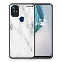 Thumbnail for Θήκη OnePlus Nord N10 5G White Marble από τη Smartfits με σχέδιο στο πίσω μέρος και μαύρο περίβλημα | OnePlus Nord N10 5G White Marble case with colorful back and black bezels