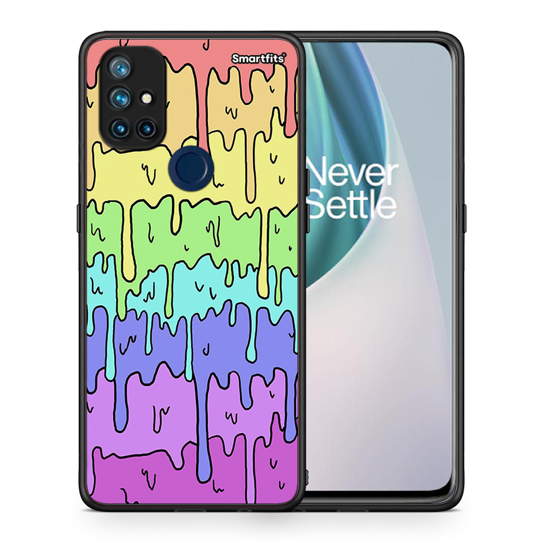 Θήκη OnePlus Nord N10 5G Melting Rainbow από τη Smartfits με σχέδιο στο πίσω μέρος και μαύρο περίβλημα | OnePlus Nord N10 5G Melting Rainbow case with colorful back and black bezels