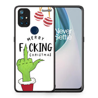 Thumbnail for Θήκη OnePlus Nord N10 5G Merry F Xmas από τη Smartfits με σχέδιο στο πίσω μέρος και μαύρο περίβλημα | OnePlus Nord N10 5G Merry F Xmas case with colorful back and black bezels