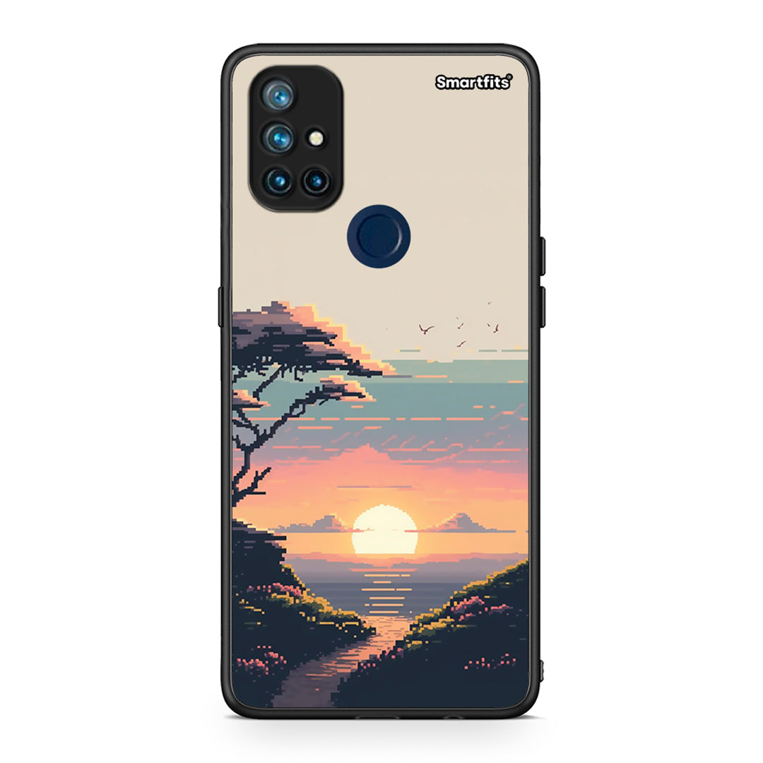 OnePlus Nord N10 5G Pixel Sunset Θήκη από τη Smartfits με σχέδιο στο πίσω μέρος και μαύρο περίβλημα | Smartphone case with colorful back and black bezels by Smartfits