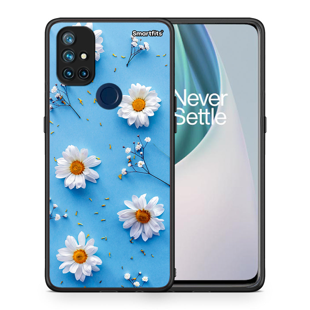 Θήκη OnePlus Nord N10 5G Real Daisies από τη Smartfits με σχέδιο στο πίσω μέρος και μαύρο περίβλημα | OnePlus Nord N10 5G Real Daisies case with colorful back and black bezels