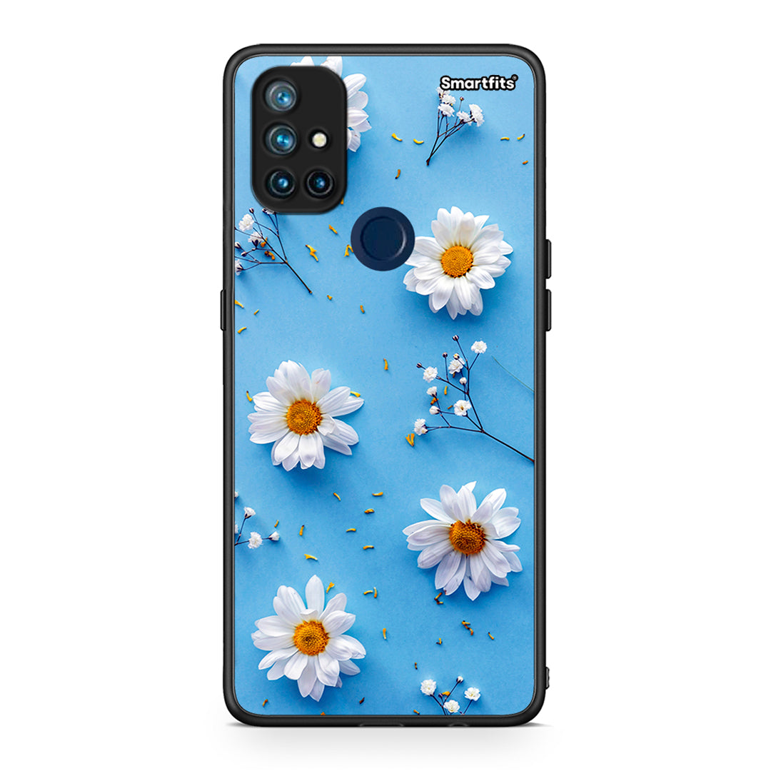 OnePlus Nord N10 5G Real Daisies θήκη από τη Smartfits με σχέδιο στο πίσω μέρος και μαύρο περίβλημα | Smartphone case with colorful back and black bezels by Smartfits