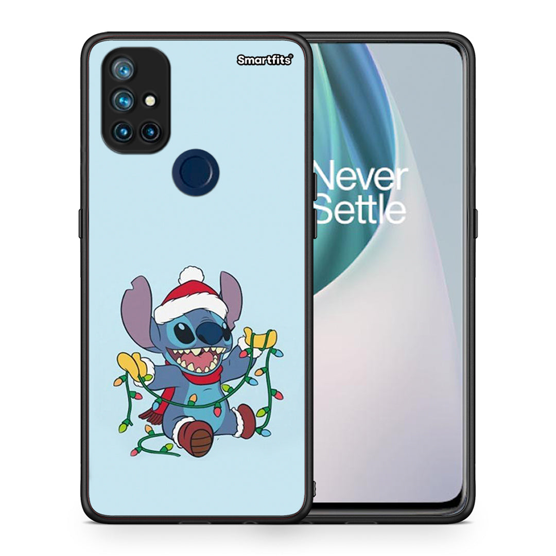 Θήκη OnePlus Nord N10 5G Santa Stich από τη Smartfits με σχέδιο στο πίσω μέρος και μαύρο περίβλημα | OnePlus Nord N10 5G Santa Stich case with colorful back and black bezels