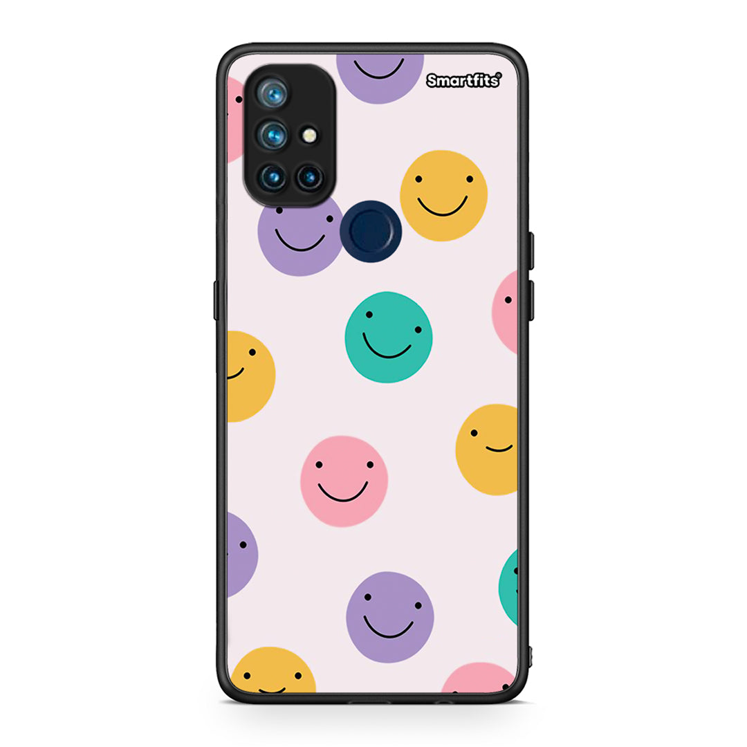 OnePlus Nord N10 5G Smiley Faces θήκη από τη Smartfits με σχέδιο στο πίσω μέρος και μαύρο περίβλημα | Smartphone case with colorful back and black bezels by Smartfits