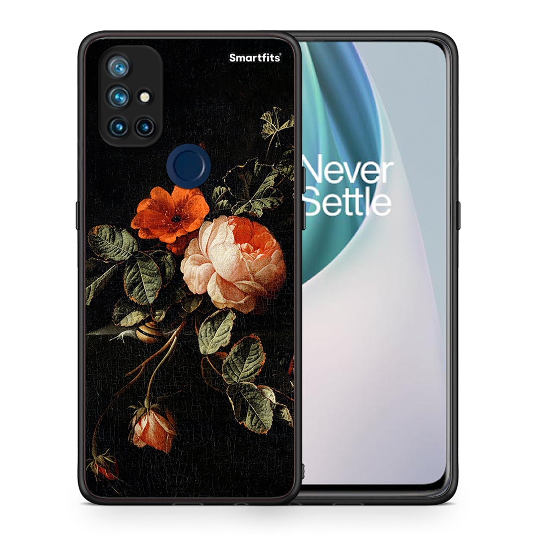 Θήκη OnePlus Nord N10 5G Vintage Roses από τη Smartfits με σχέδιο στο πίσω μέρος και μαύρο περίβλημα | OnePlus Nord N10 5G Vintage Roses case with colorful back and black bezels