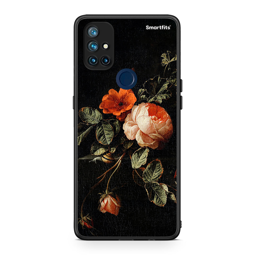 OnePlus Nord N10 5G Vintage Roses θήκη από τη Smartfits με σχέδιο στο πίσω μέρος και μαύρο περίβλημα | Smartphone case with colorful back and black bezels by Smartfits