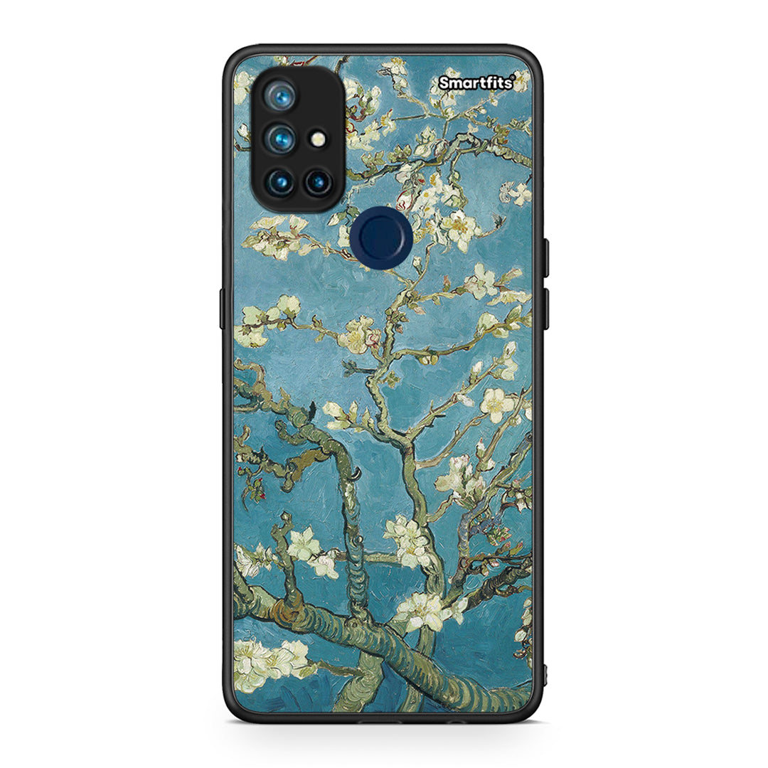 OnePlus Nord N10 5G White Blossoms θήκη από τη Smartfits με σχέδιο στο πίσω μέρος και μαύρο περίβλημα | Smartphone case with colorful back and black bezels by Smartfits