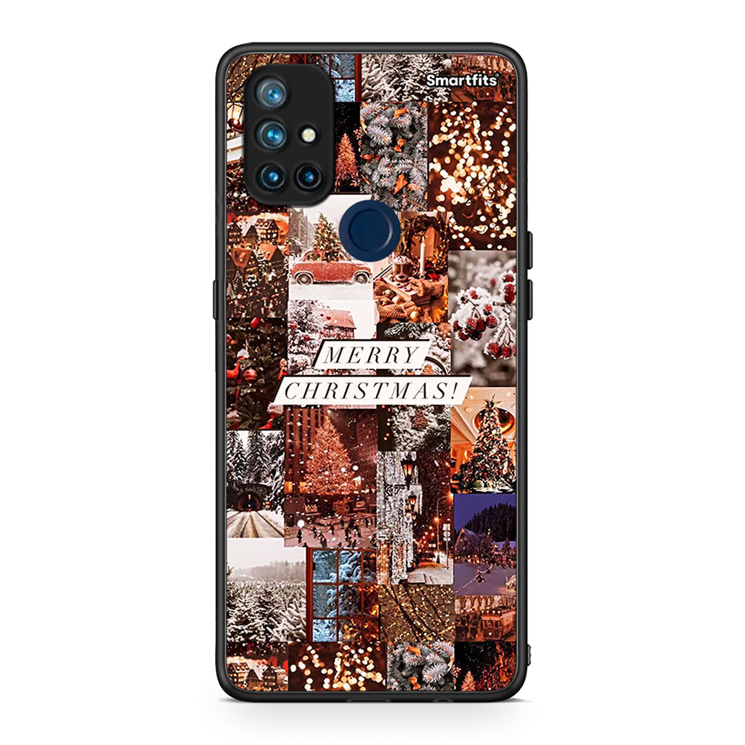 OnePlus Nord N10 5G Xmas Collage θήκη από τη Smartfits με σχέδιο στο πίσω μέρος και μαύρο περίβλημα | Smartphone case with colorful back and black bezels by Smartfits