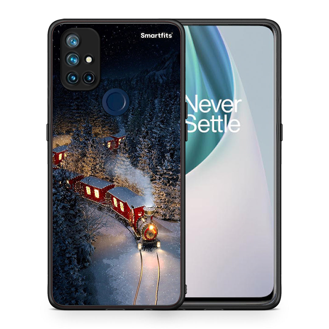 Θήκη OnePlus Nord N10 5G Xmas Train από τη Smartfits με σχέδιο στο πίσω μέρος και μαύρο περίβλημα | OnePlus Nord N10 5G Xmas Train case with colorful back and black bezels