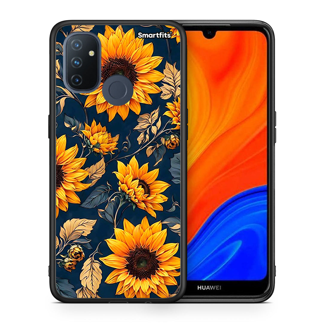 Θήκη OnePlus Nord N100 Autumn Sunflowers από τη Smartfits με σχέδιο στο πίσω μέρος και μαύρο περίβλημα | OnePlus Nord N100 Autumn Sunflowers case with colorful back and black bezels