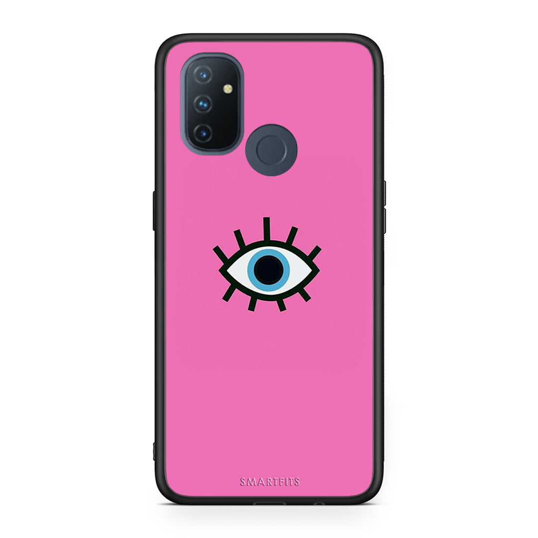 OnePlus Nord N100 Blue Eye Pink θήκη από τη Smartfits με σχέδιο στο πίσω μέρος και μαύρο περίβλημα | Smartphone case with colorful back and black bezels by Smartfits